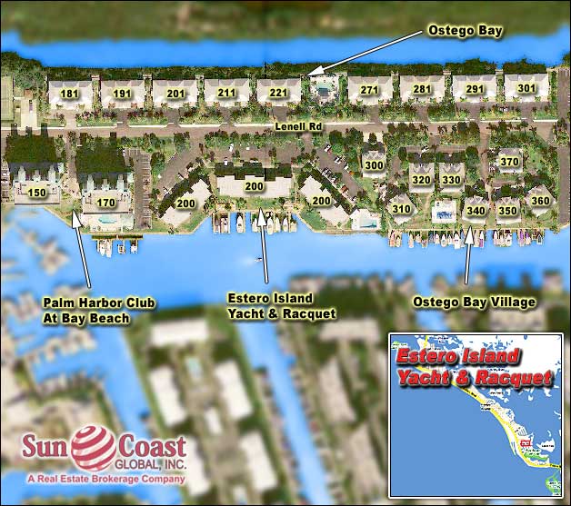 Estero Island Yacht And Racquet Club Overhead Map